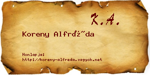 Koreny Alfréda névjegykártya